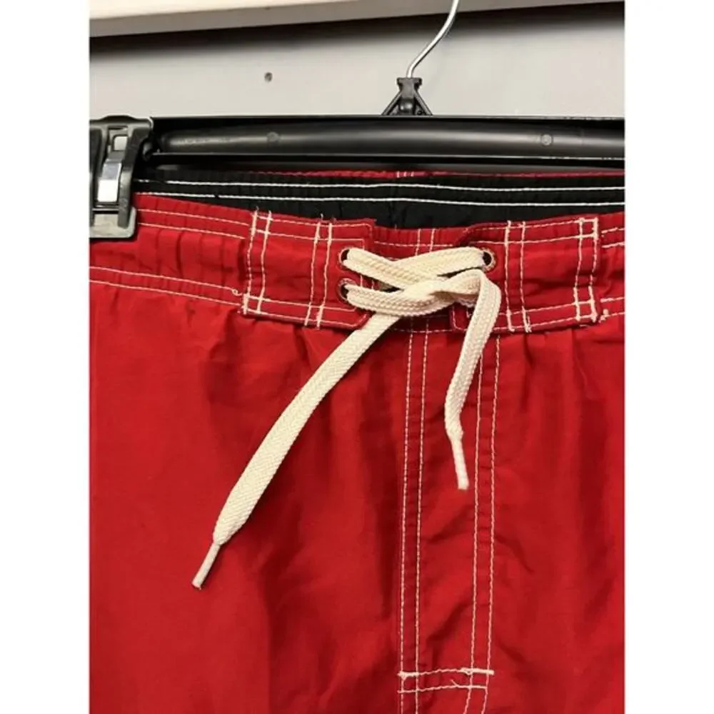 Speedo Swim‎ Trunks Mens Size Large Red Side Pockets Drawstring Classic